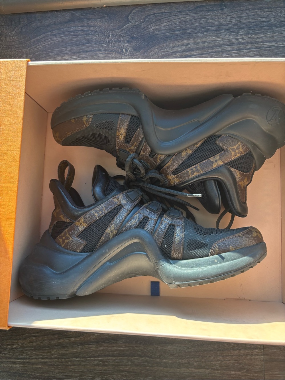 Louis Vuitton Black & Brown Monogram Run Away Sneakers